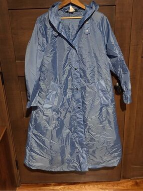 Aqua Sheen Light Blue Hooded Trench Coat - Women's Waterproof Jacket